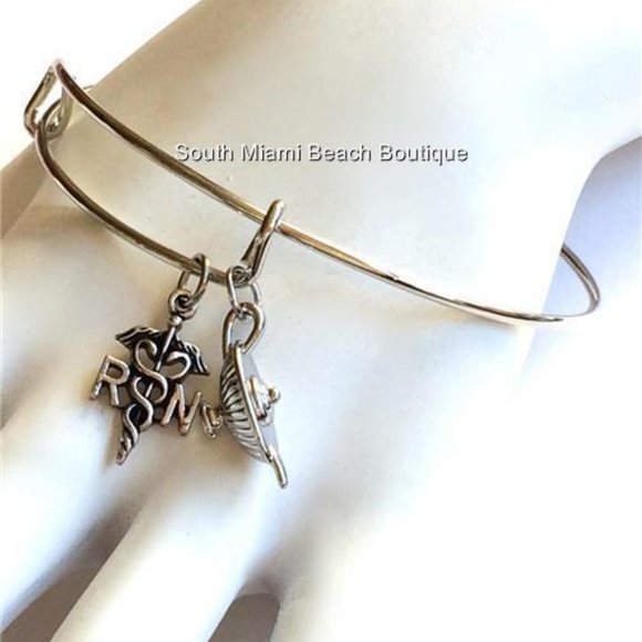 Nursing RN Caduceus Charm Bracelet Nightingale Lamp Nurse Graduation Gift - Picture 4 of 9